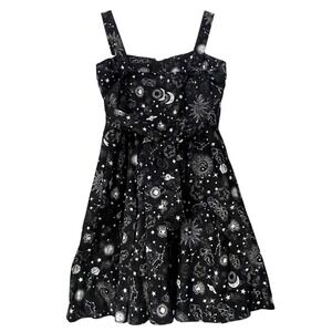 Eva Rose Black Celestial Constellation Skater Dress M Made in USA Witchcore Moon
